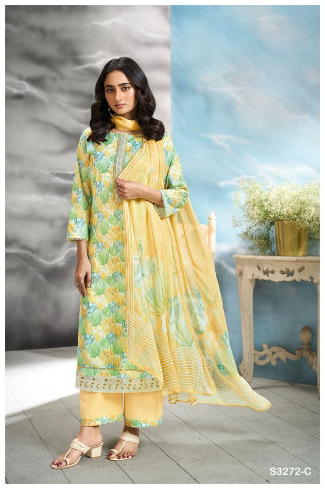 Greta 3272 By Ganga Cotton Printed Dress Material Suppliers In India